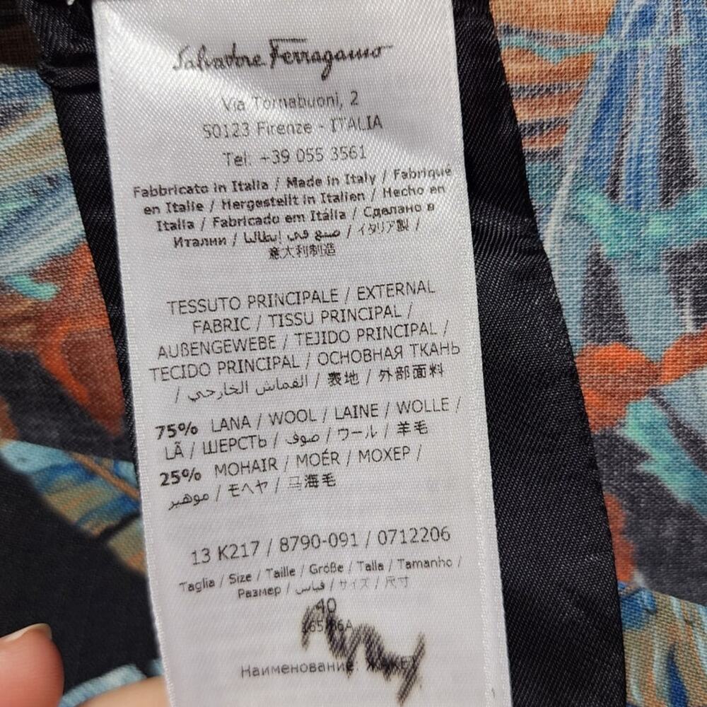 Salvatore Ferragamo Azure Floral Short Sleeve Mohair Blend Blazer Jacket Shirt - Picture 10 of 14